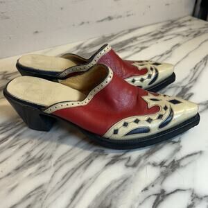 Old Gringo RED Mules Shoes Cowgirl Rodeo Western Boots Leather Size 8.5 B Ranch